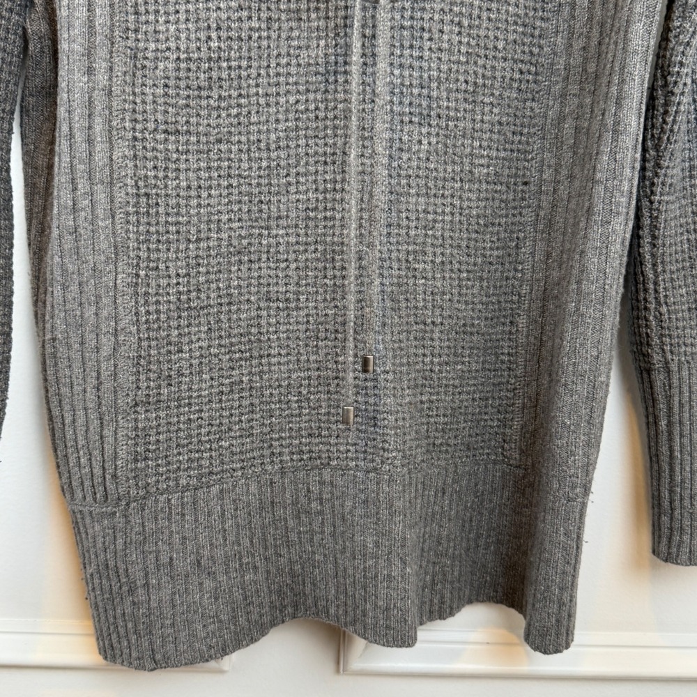 Ann Taylor Loft Womens Sm Gray Cowl Neck Waffle Knit Pullover Sweater Wool blend - Picture 3 of 9